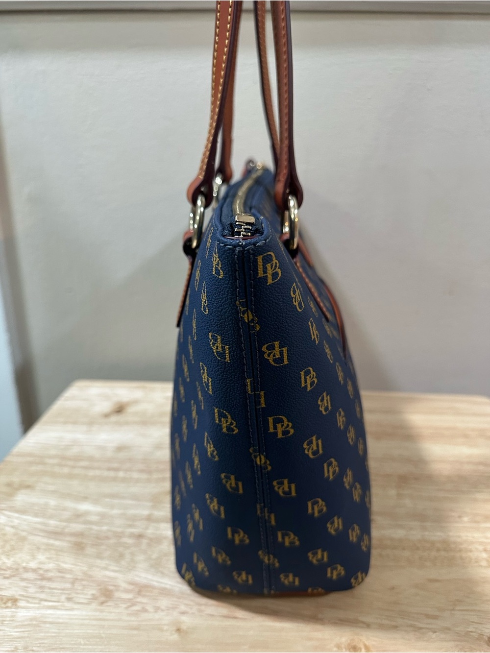 Dooney & Bourke Navy and Brown Signature Tote - Picture 10 of 16